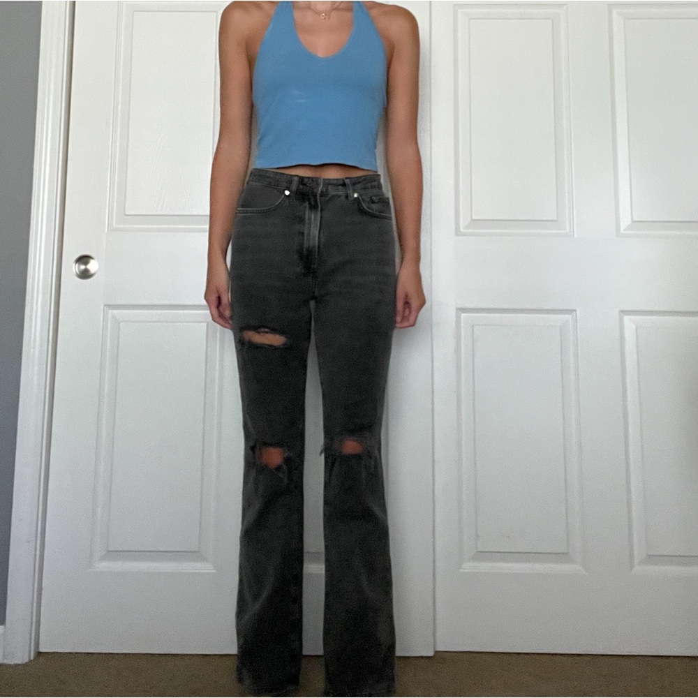 BDG High Waisted Flare Ripped Black Pants Size 27